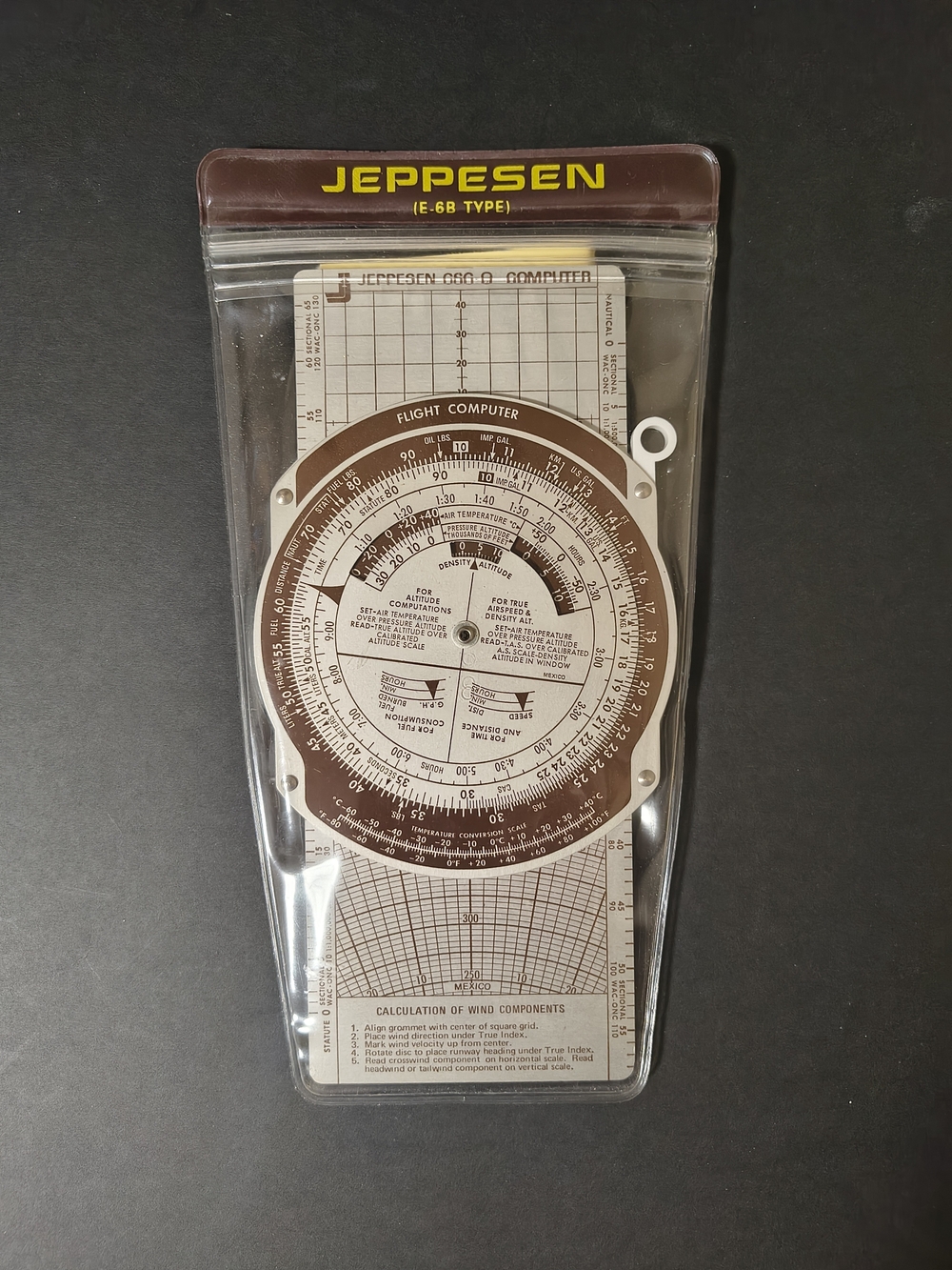 Jeppesen CSG-9 Metal Slide Graphic Flight Computer w/ Manual & Case E-6B Type